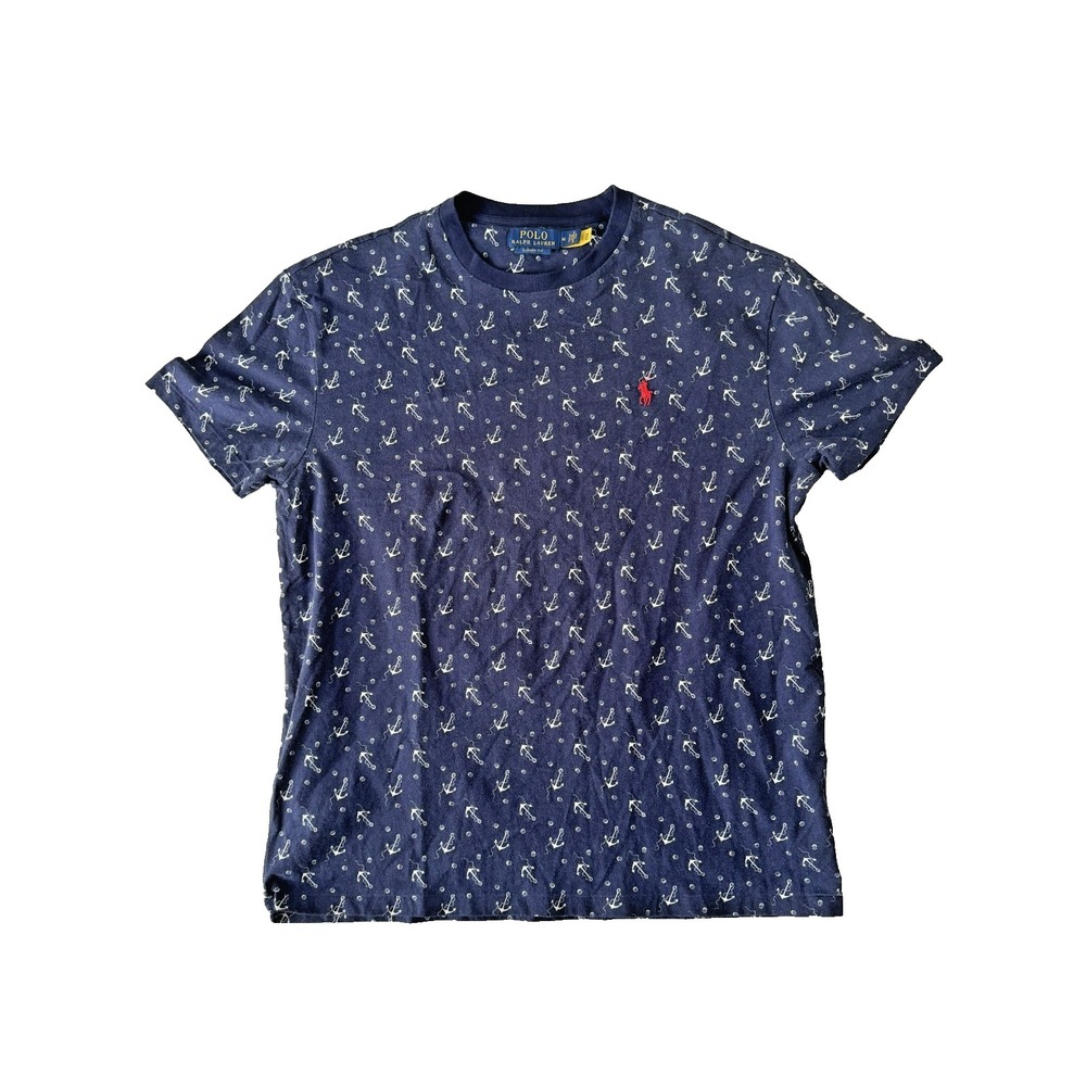 Polo Ralph Lauren Classic Fit Short Sleeve T Shirt All Over Anchor Print Size M